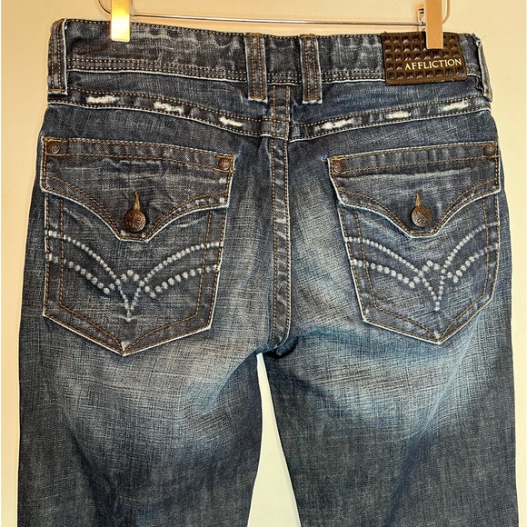 AFFLICTION COOPER RELAXED BOOT CUT BLUE JEANS Size Mens 32 - Picture 3 of 7